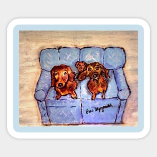 Dachshund Family on the couch Sticker